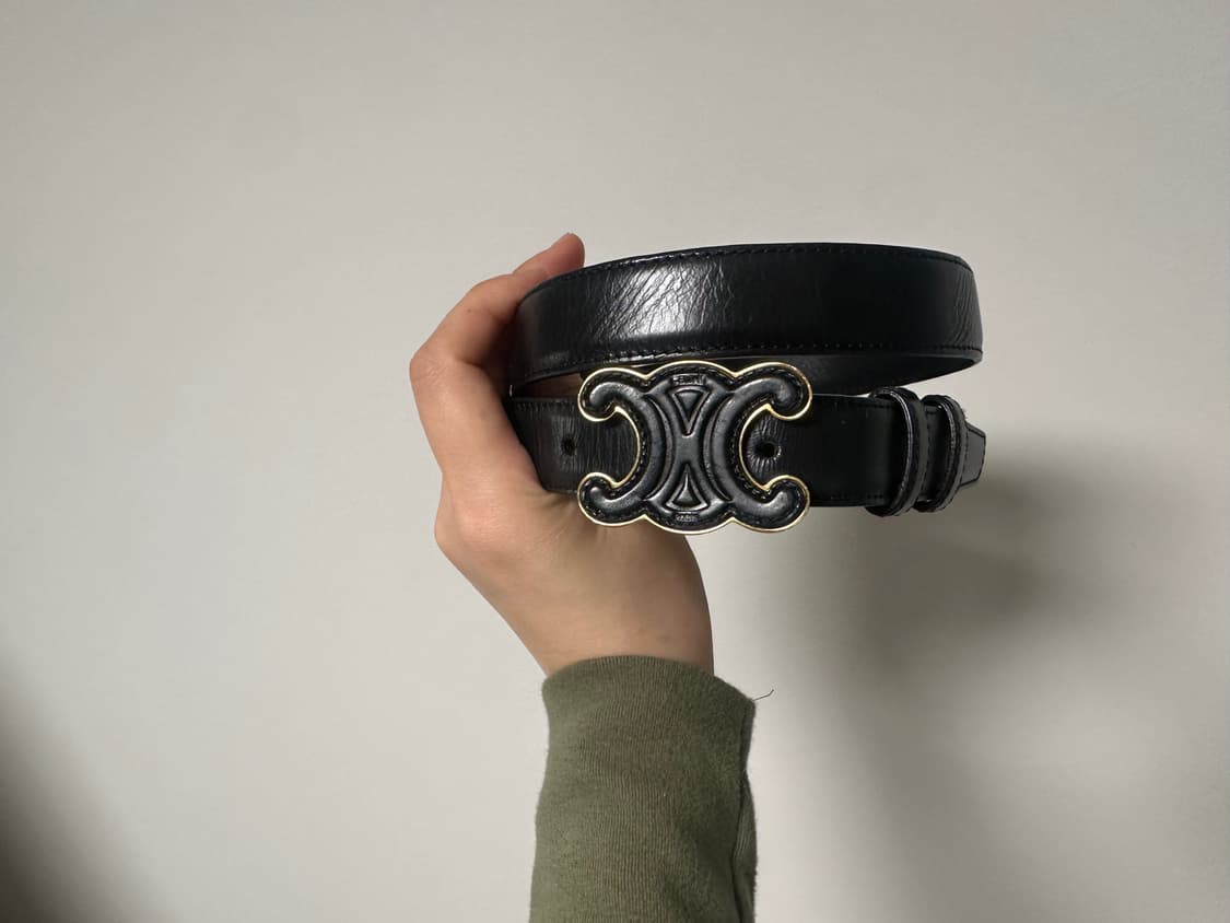 셀린느 트리옹프 블랙레더 로고 벨트 금장 75 상품이미지2