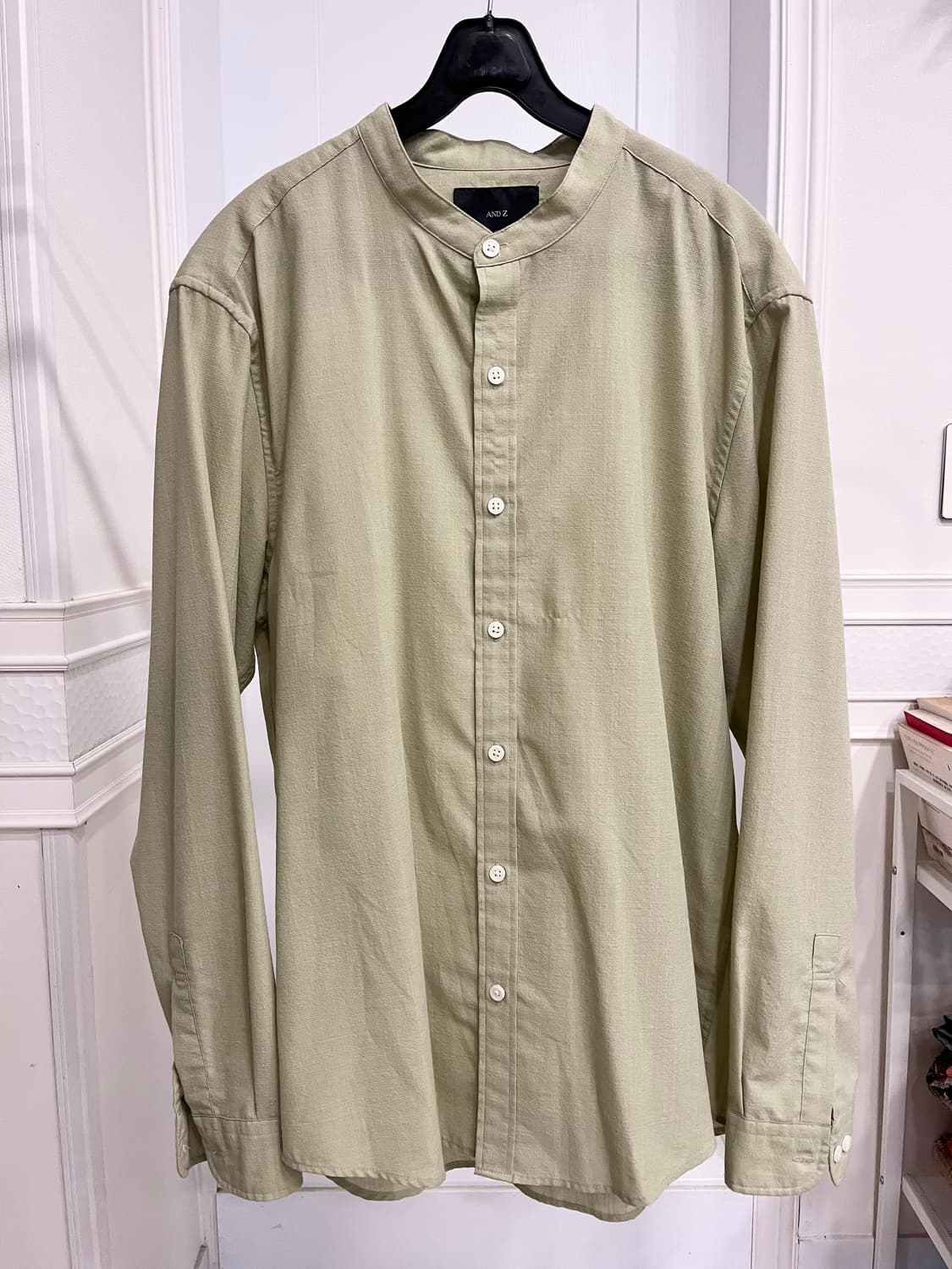 앤드지 밝은 연두 헨리넥 셔츠 상품이미지1