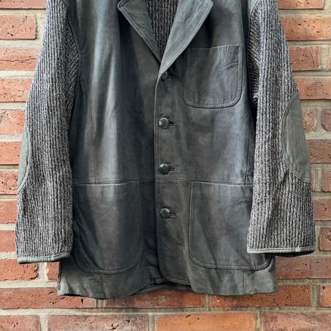 Grass Roots 레더 × 니트 하이브리드 자켓 상품이미지5
