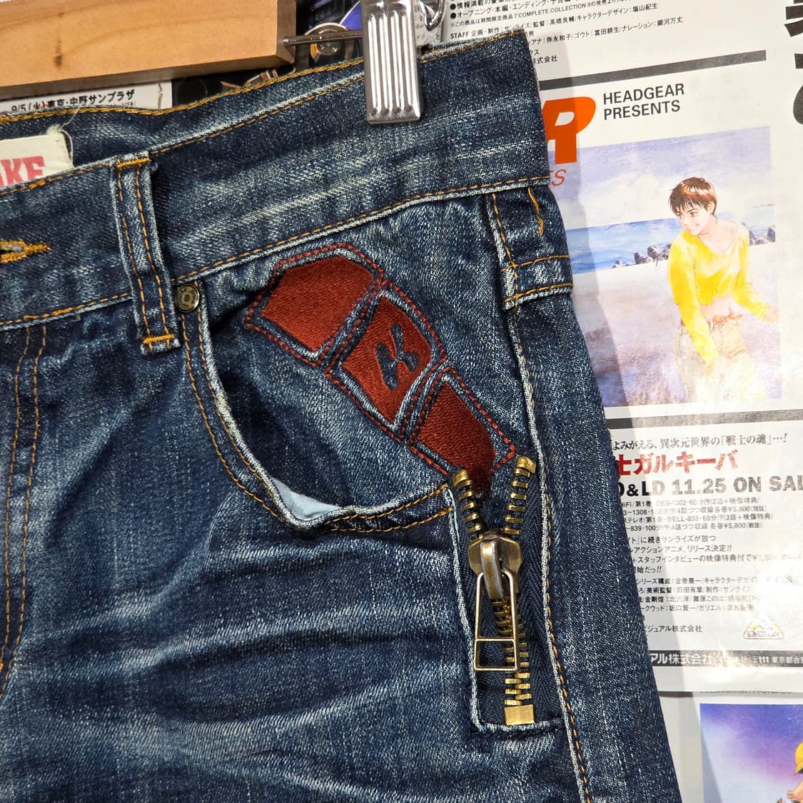 빈티지 진청 워싱 자수 스트레이트 팬츠 상품이미지8