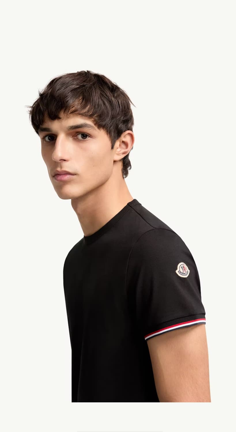 (Moncler) 몽클레어 삼색 반팔 슬림핏 티셔츠 (네이비 색상)(m) 상품이미지3