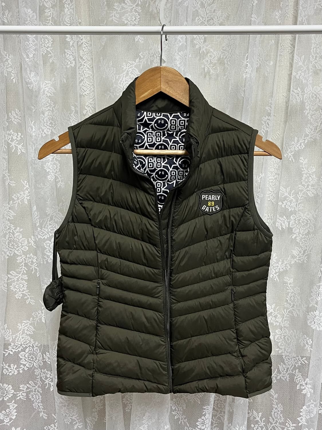 1) 파리게이츠 구스다운 경량패딩 조끼 카키 상품이미지3