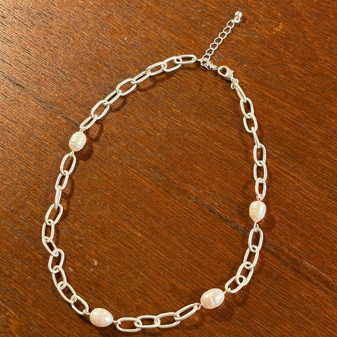 새상품 신주 실버코팅 진주체인 목걸이 상품이미지2