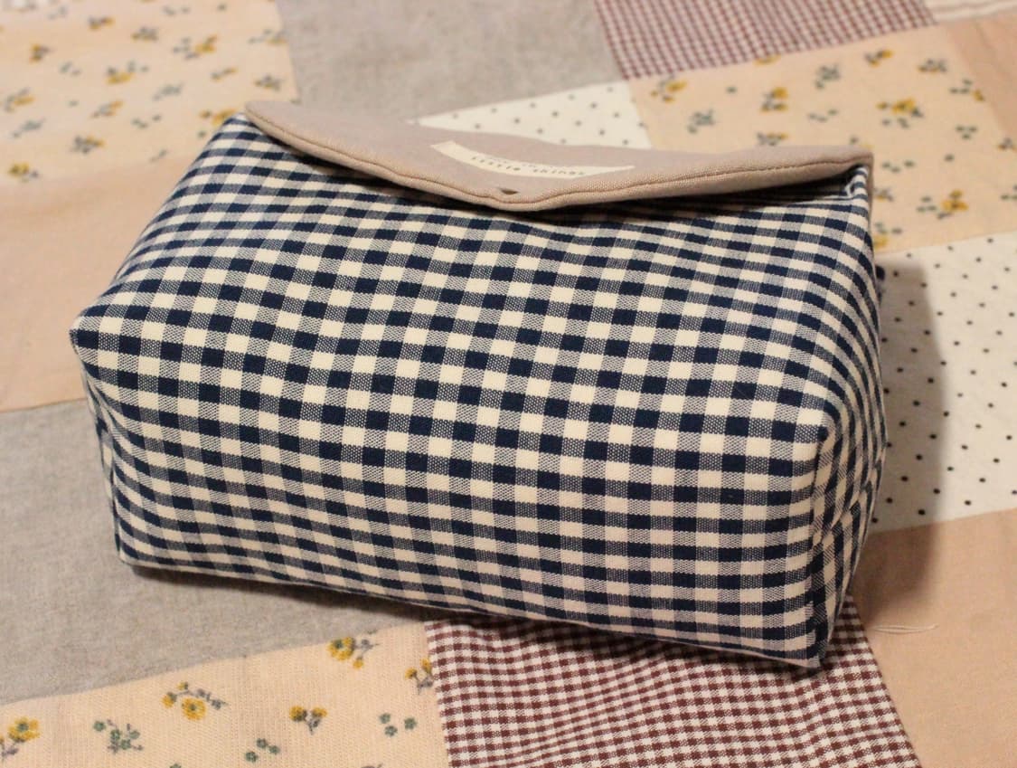 핸드메이드 네이비체크 박스 파우치 상품이미지8