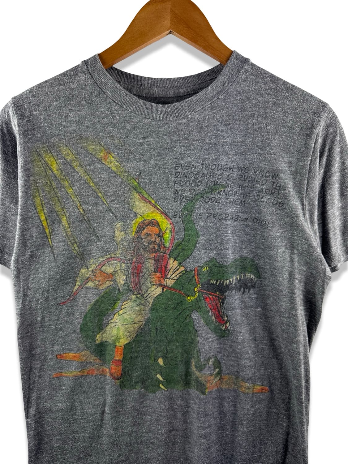 USA Jesus Riding a Dinosaur TEE3938 상품이미지4