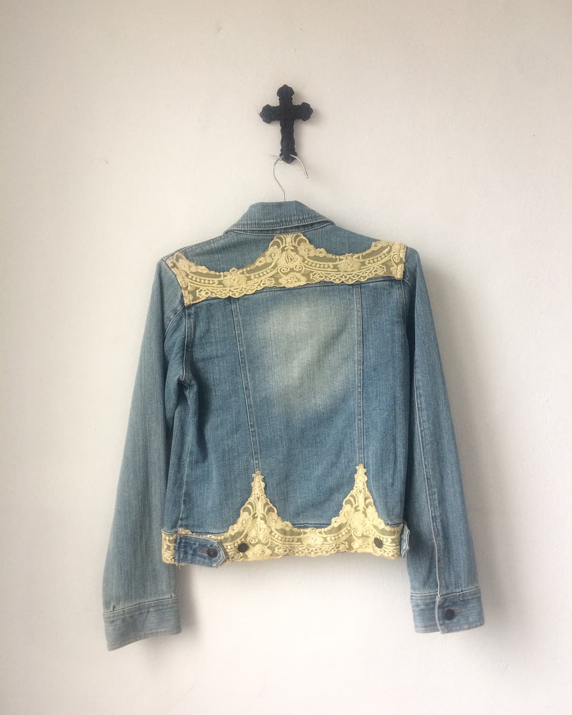 axes femme lace trimming denim jacket 상품이미지3