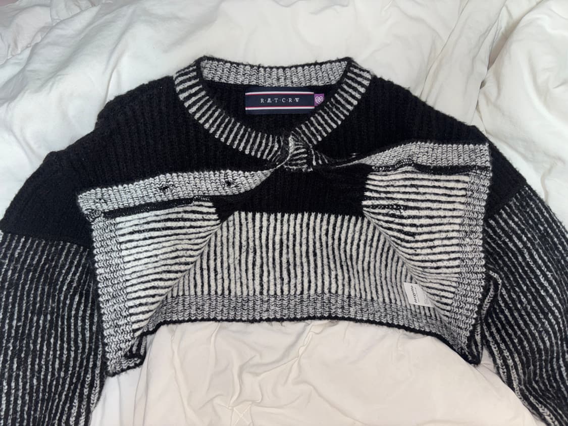 타게토 배색 볼레로 가디건 블랙 상품이미지2