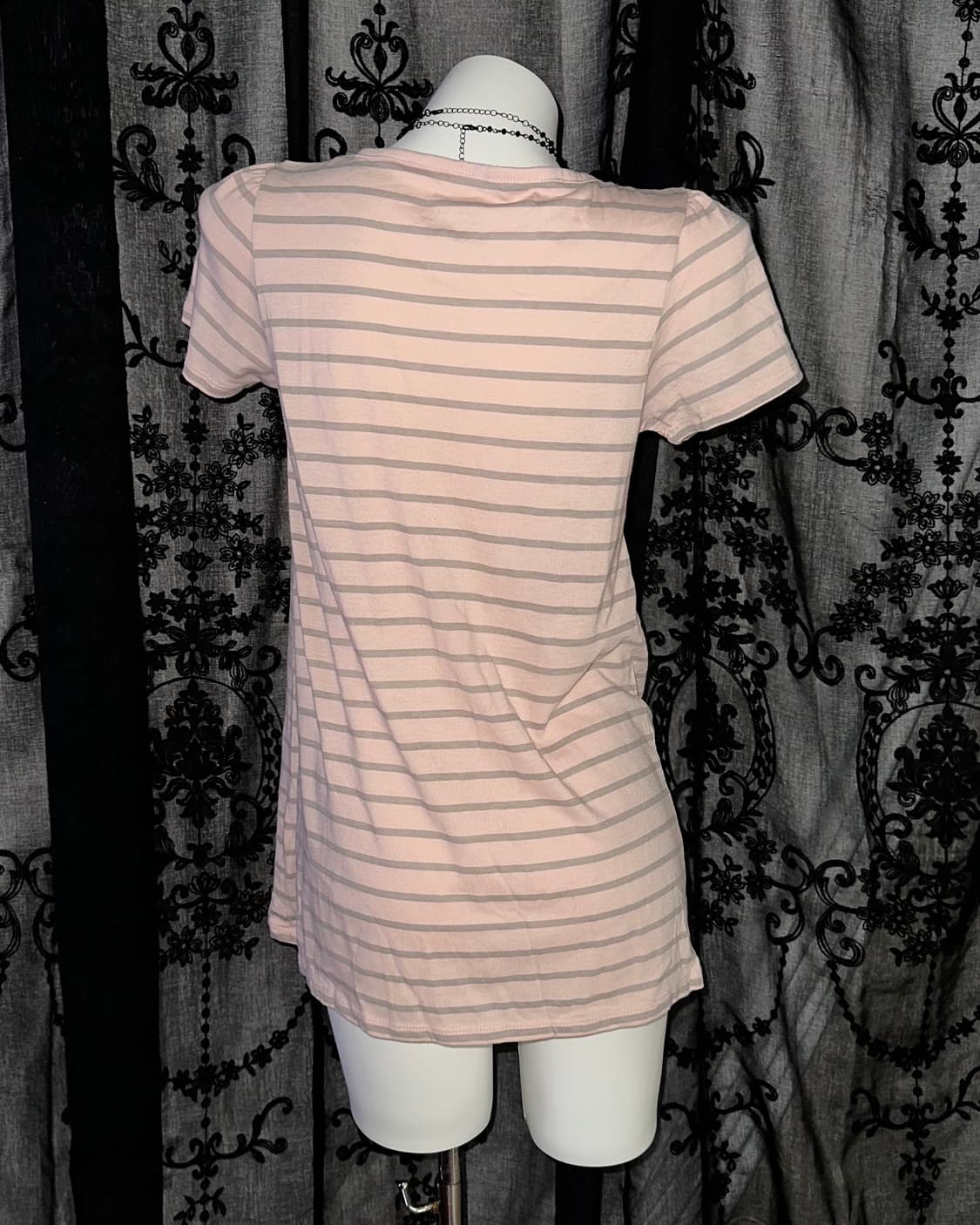 Lovely pink striped short sleeve 상품이미지3