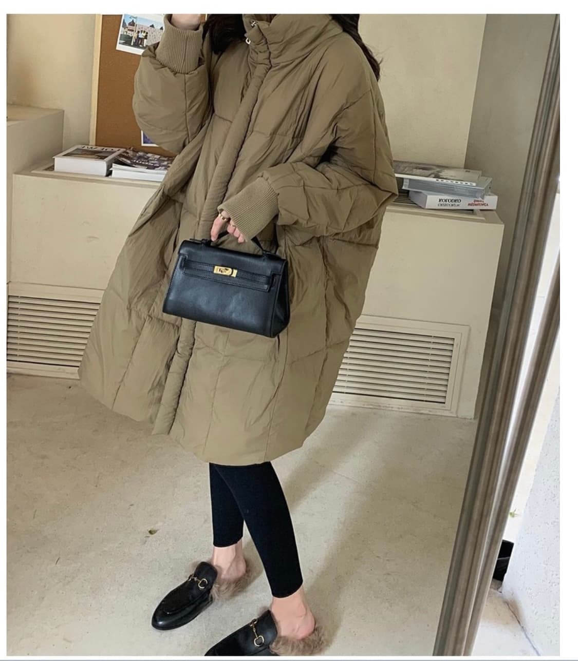 새옷 오버핏 박시핏 롱 야상형 패딩 프리사이즈sm 상품이미지9