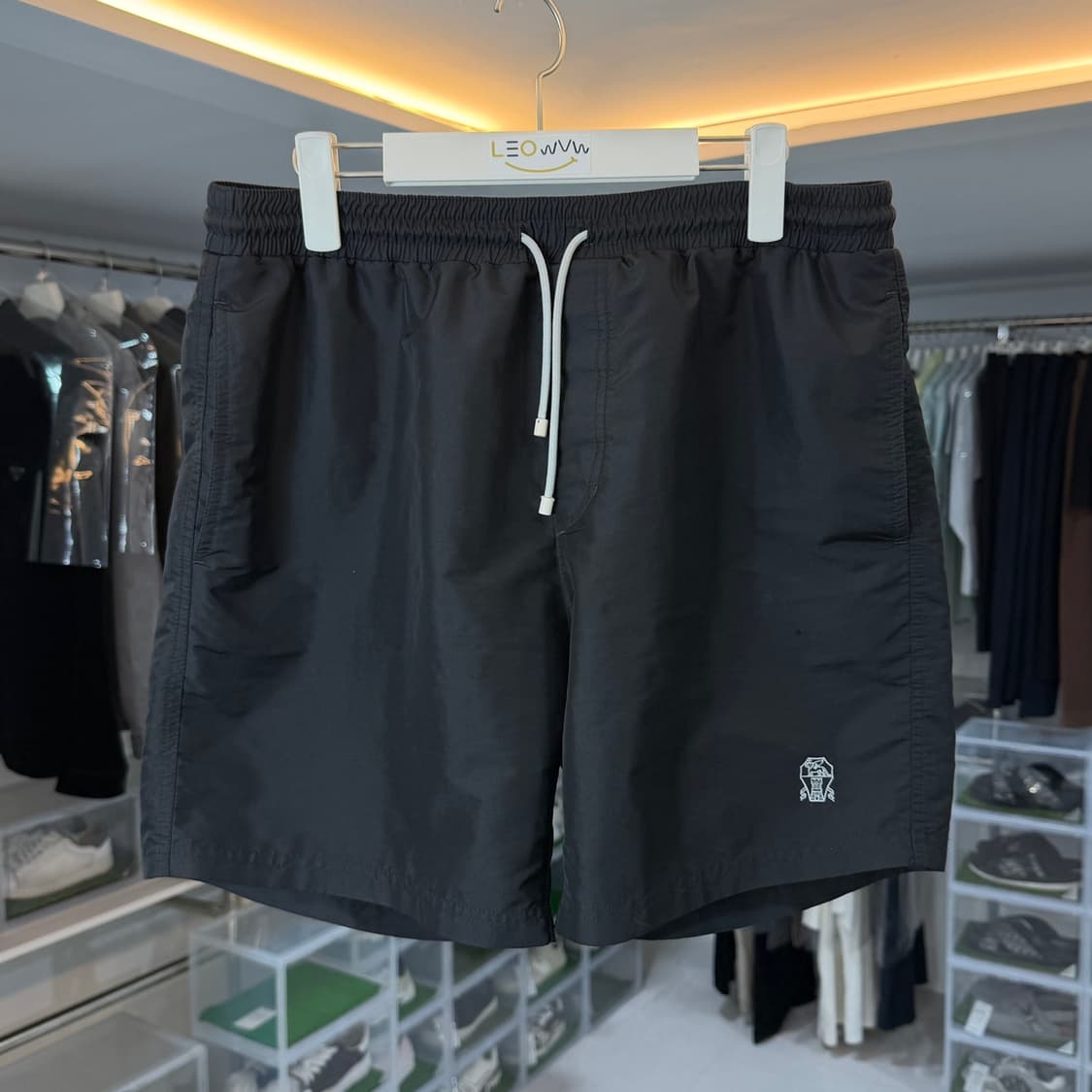 [리오브] 브루넬로 쿠치넬리 자수 로고 스윔 숏팬츠 상품이미지1