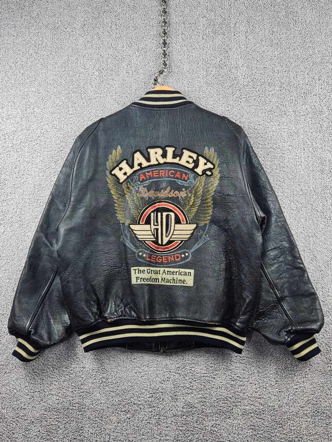 할리 데이비슨 싱글 라이더 가죽 바시티 자켓 ( L ) / 10777 상품이미지1