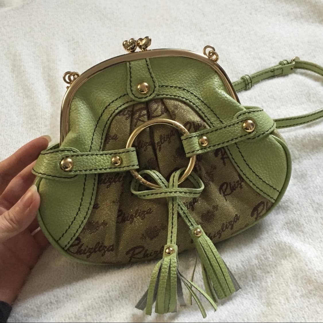 Liz lisa 리즈리사 갸루 괴짜 그린 글리터 소가죽 미니 체인백 상품이미지3