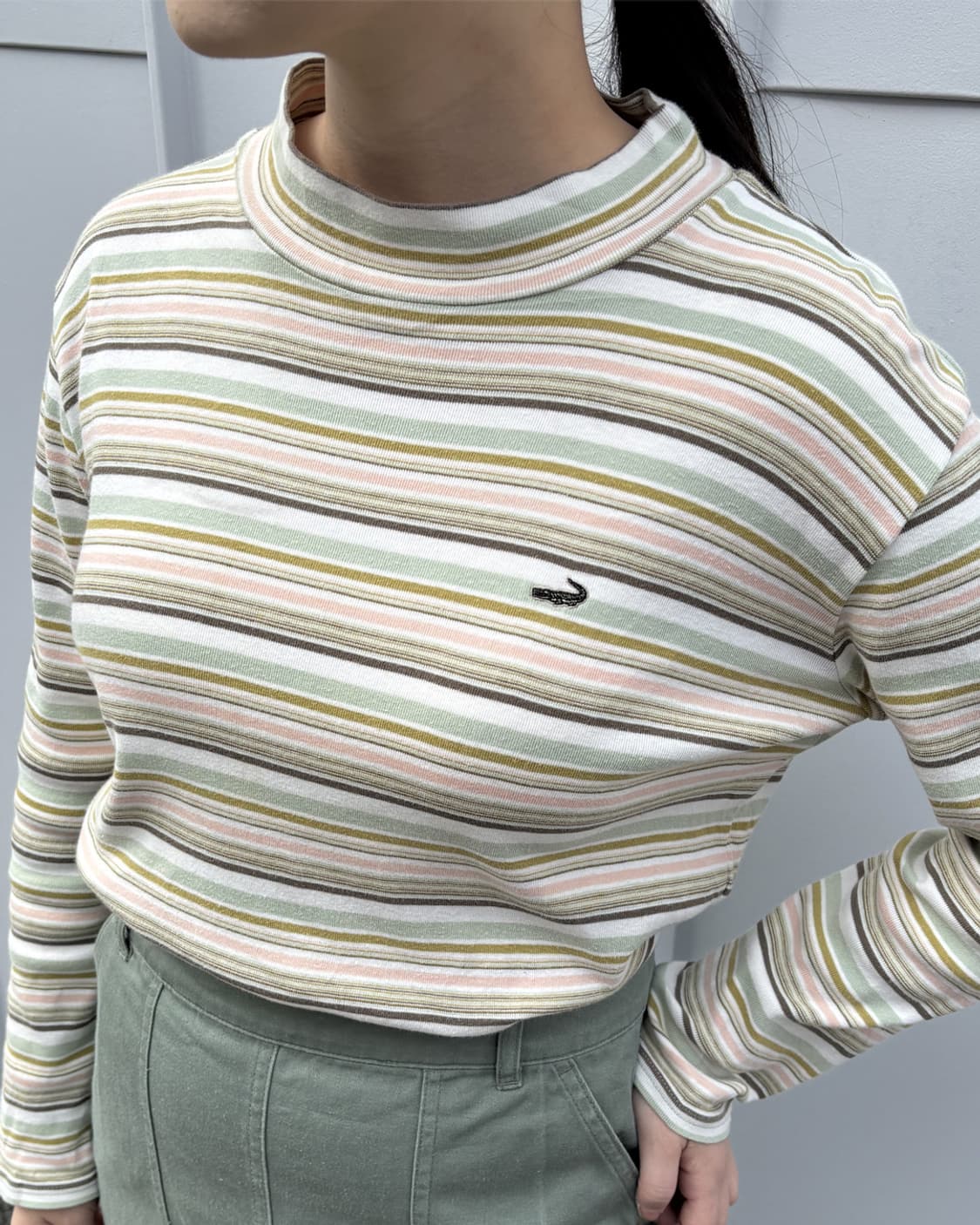 일본빈티지 크로커다일 스트라이프 긴팔티 상품이미지1