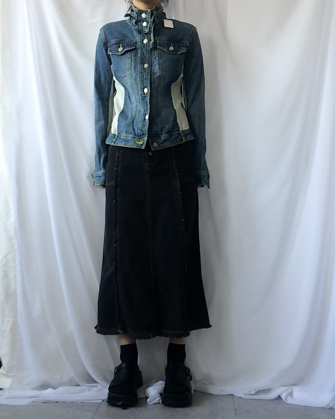 Side line layer denim jacket 상품이미지9