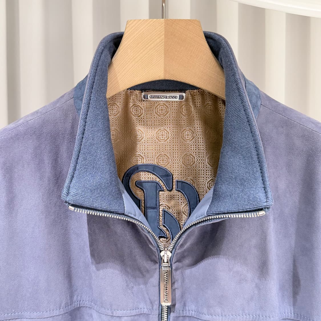(A+/54) / 스테파노 리치 블루 스웨이드 봄버 블루종 자켓 상품이미지10