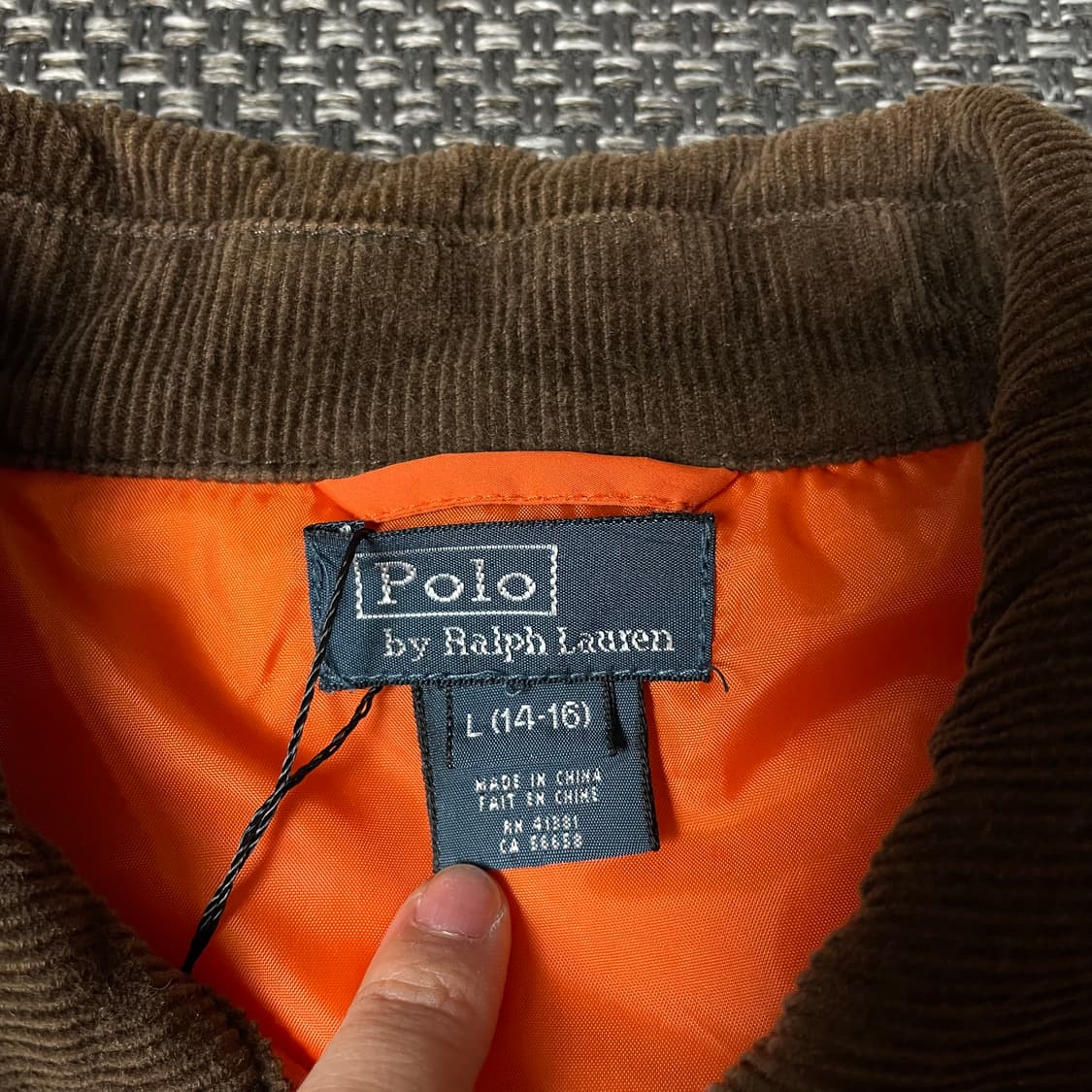 폴로랄프로렌 오렌지 코듀로이 카라 퀄팅 자켓 L (14-16) 상품이미지4
