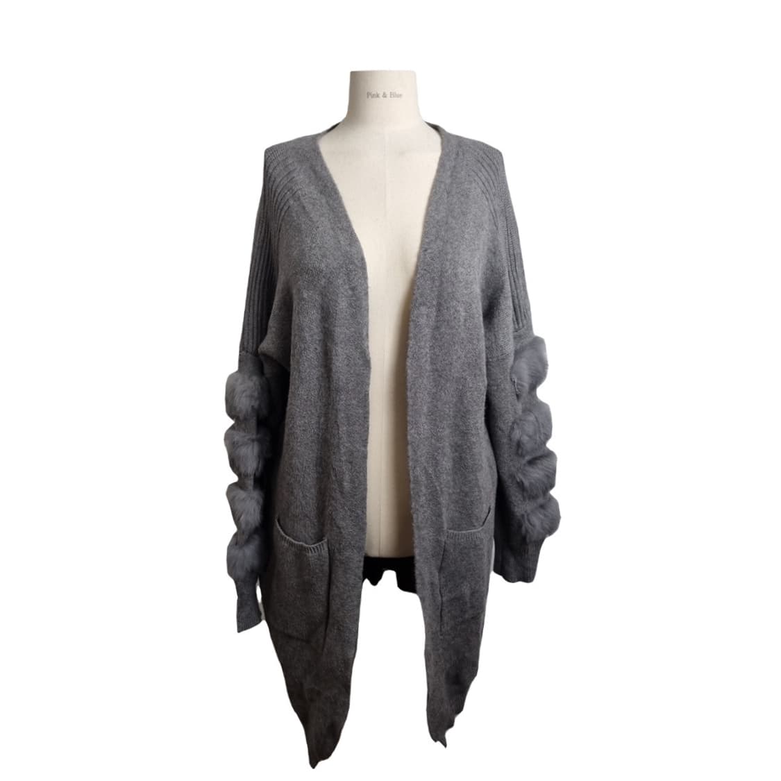 PIACERE 그레이 오픈  퍼 롱 가디건 [L] 상품이미지1