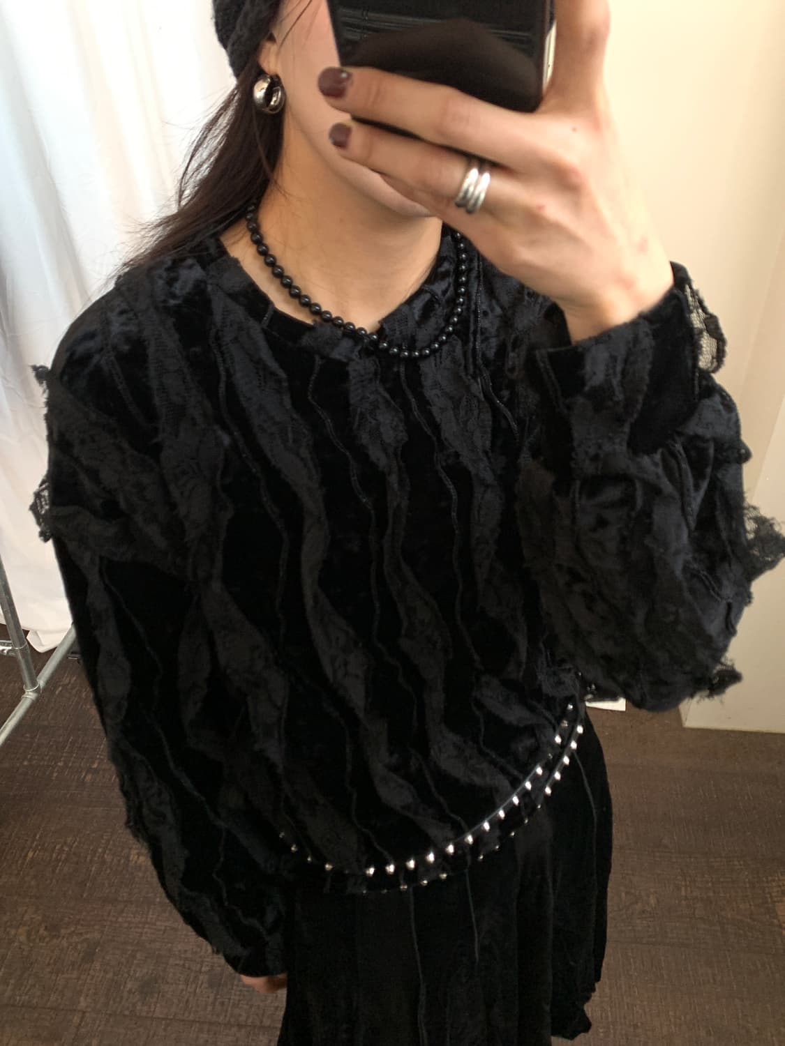 빈티지 벨벳 레이스 탑 상품이미지6