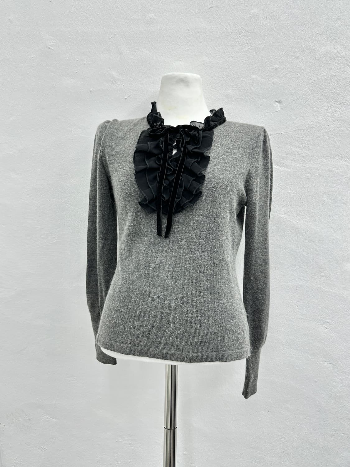 Vintage ribbon ruffle knit top 상품이미지3