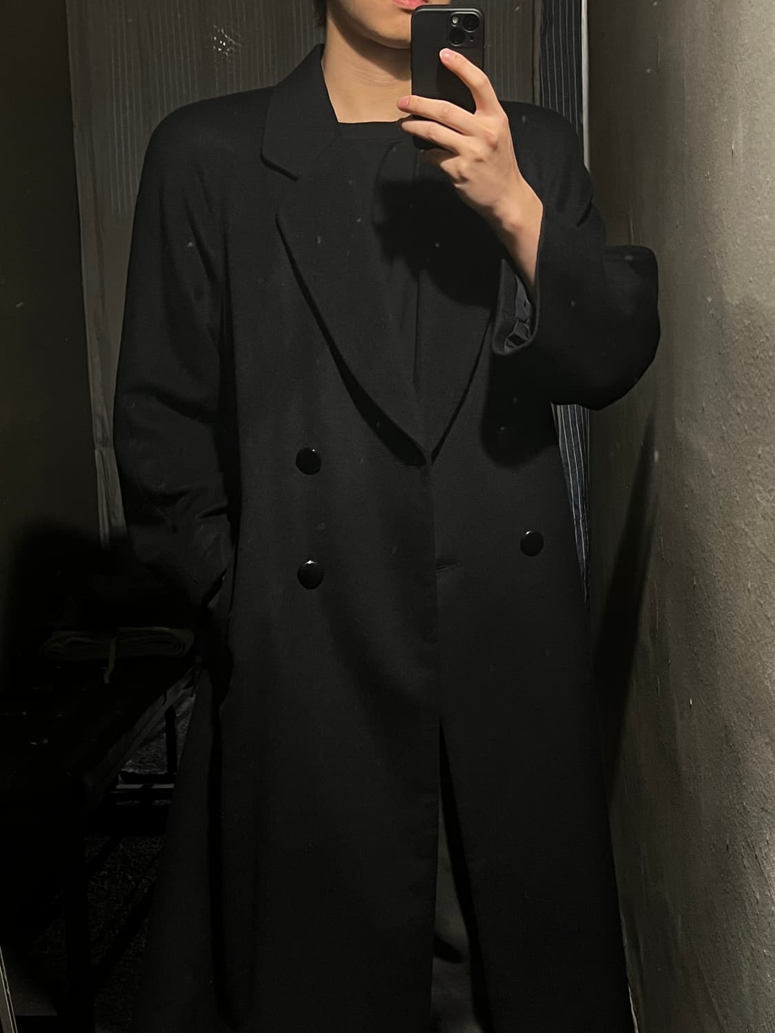 빈티지 JP 블랙 캐시미어100 더블버튼 뒷트임 코트 롱코트 상품이미지2