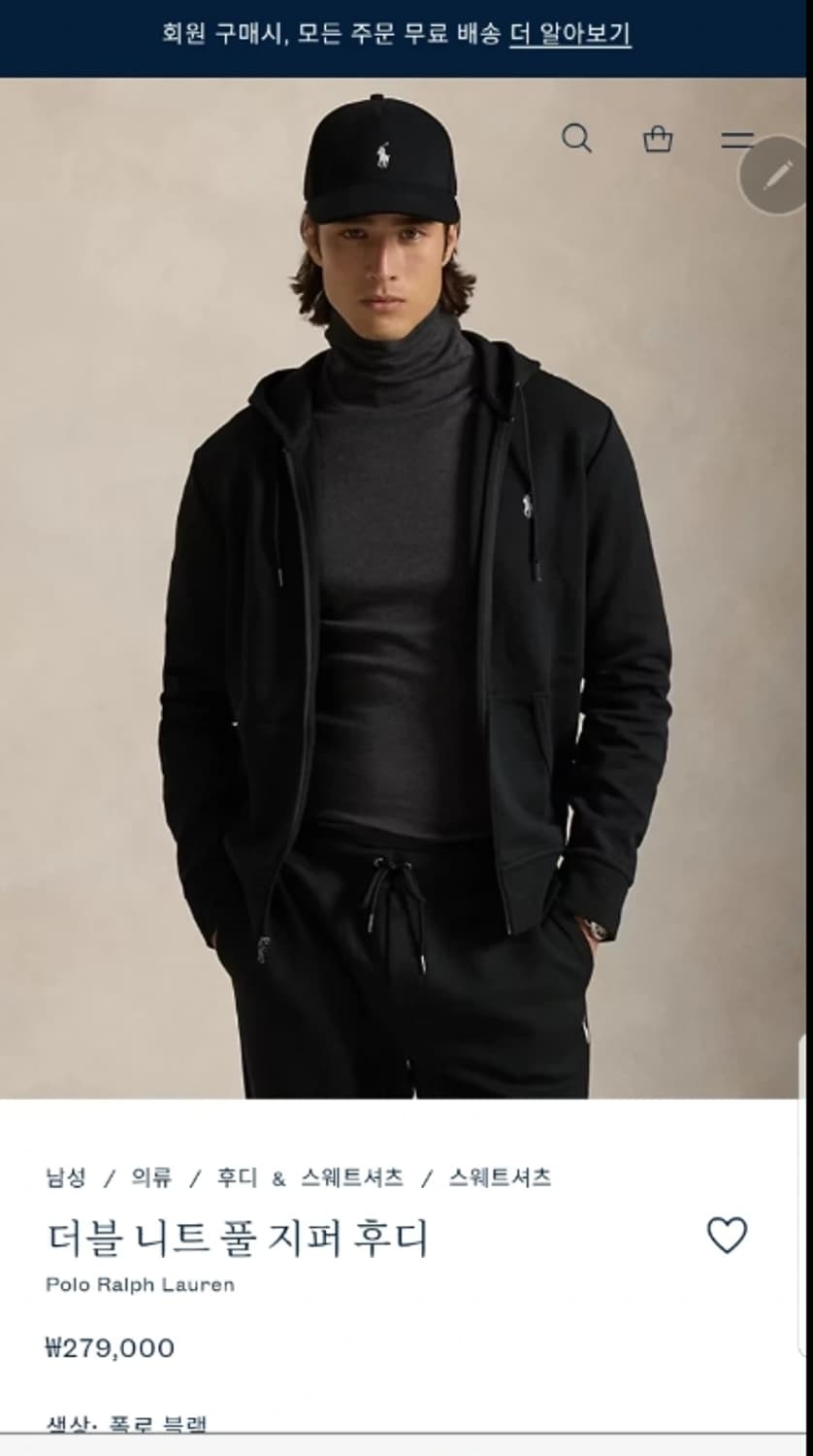 폴로 랄프로렌 네이비 후드 집업 100 상품이미지1