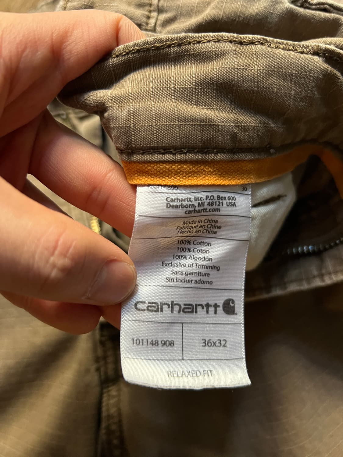 [36]칼하트 USA 릴렉스핏 브라운 립스탑 카고 팬츠 상품이미지7