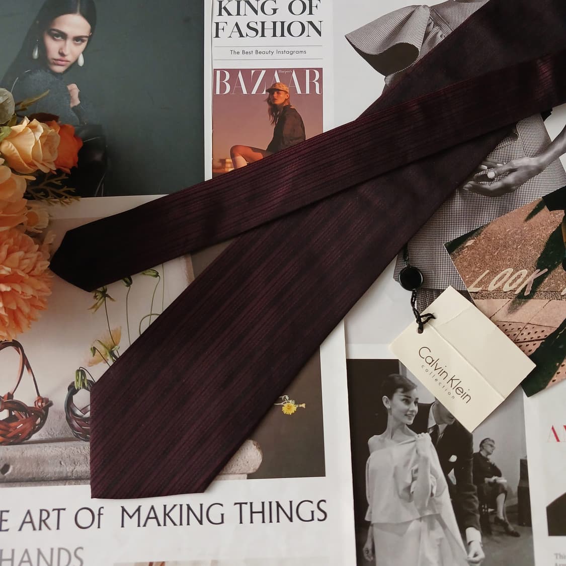 캘빈클라인 넥타이 브라운 와인 컬러 새제품 A19810  상품이미지3