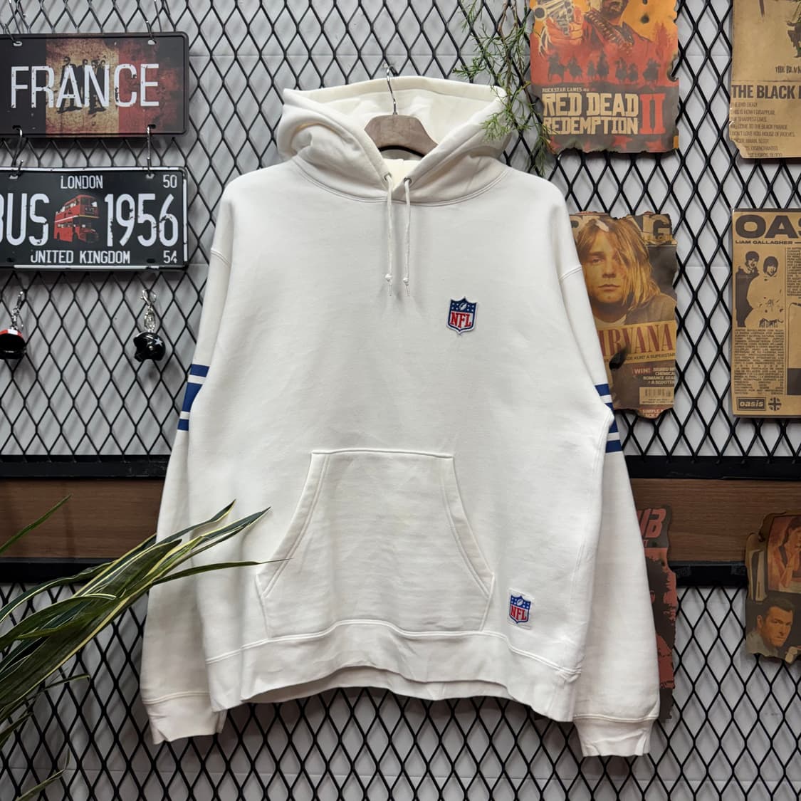 00s 아비렉스 X NFL 후드티 후면 빅로고 포인트 화이트 상품이미지2