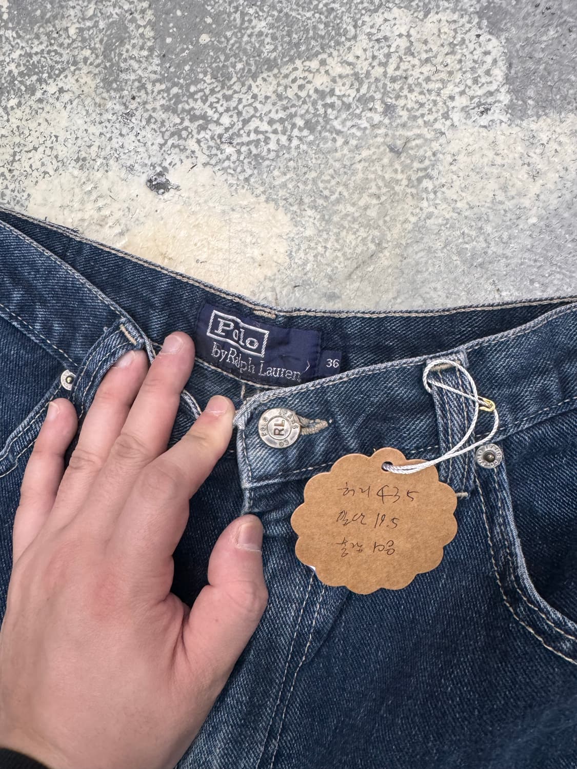 폴로 성조기 데님팬츠  실측 사진  상품이미지4