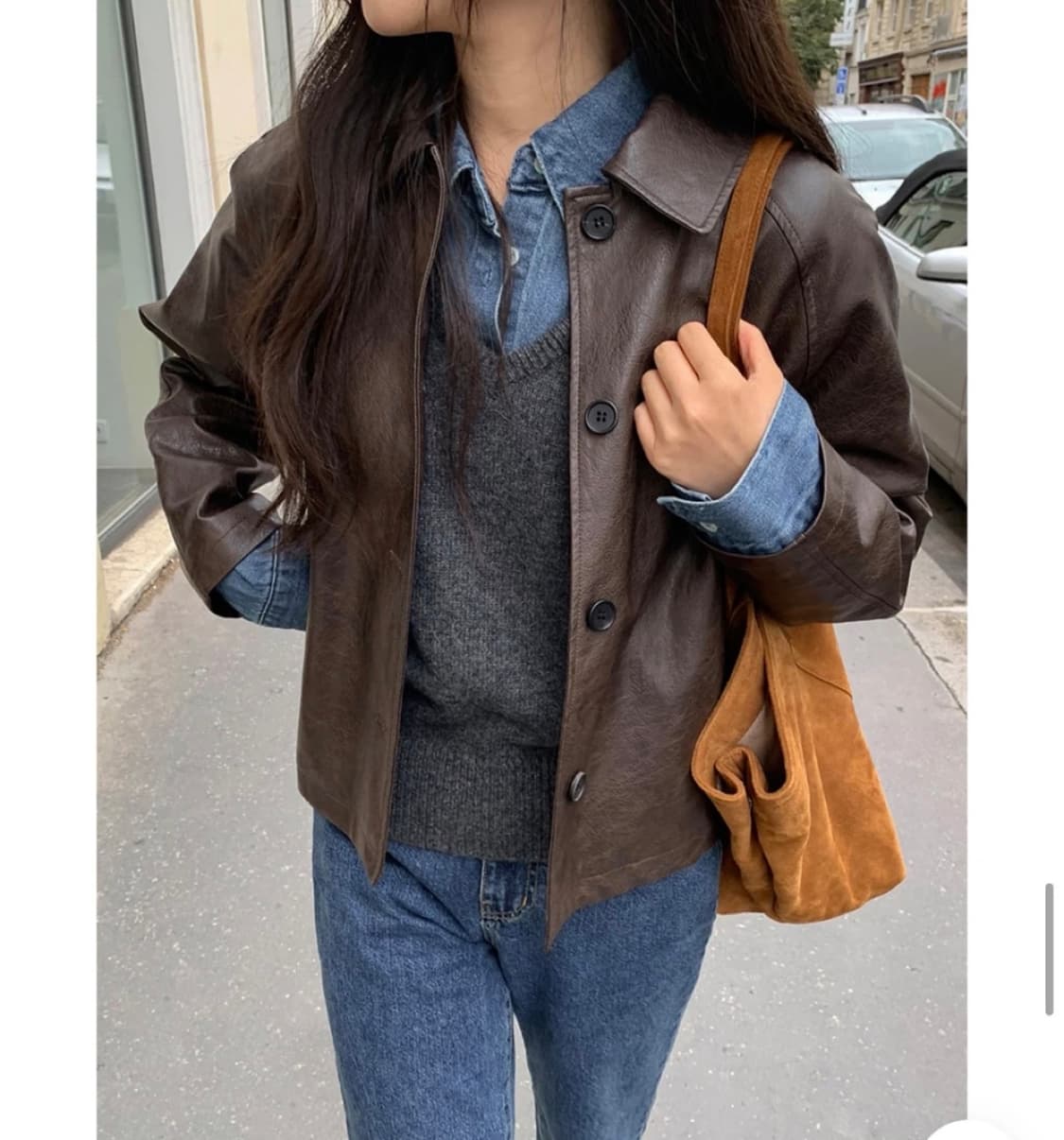 가내스라 베리스 레더자켓 브라운 상품이미지2
