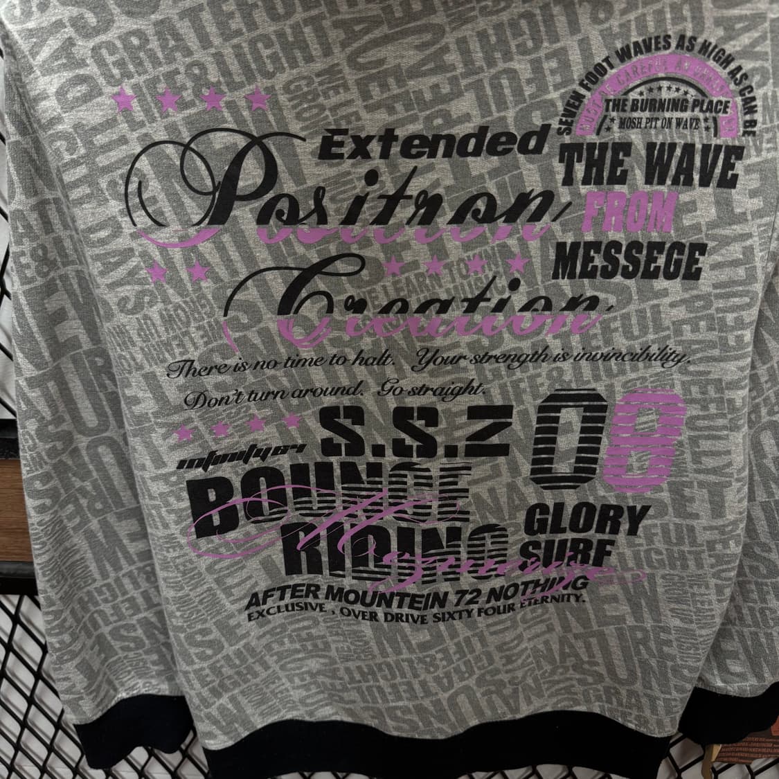 00s JPN VINTAGE 후드 집업 전후면 프린팅 포인트 그레이 상품이미지6