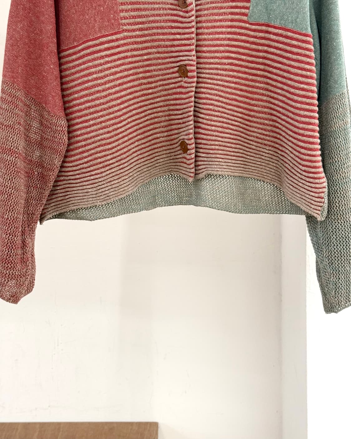 비비안 웨스트우드 레드라벨 레드 그린 스트라이프 배색 가디건 상품이미지5