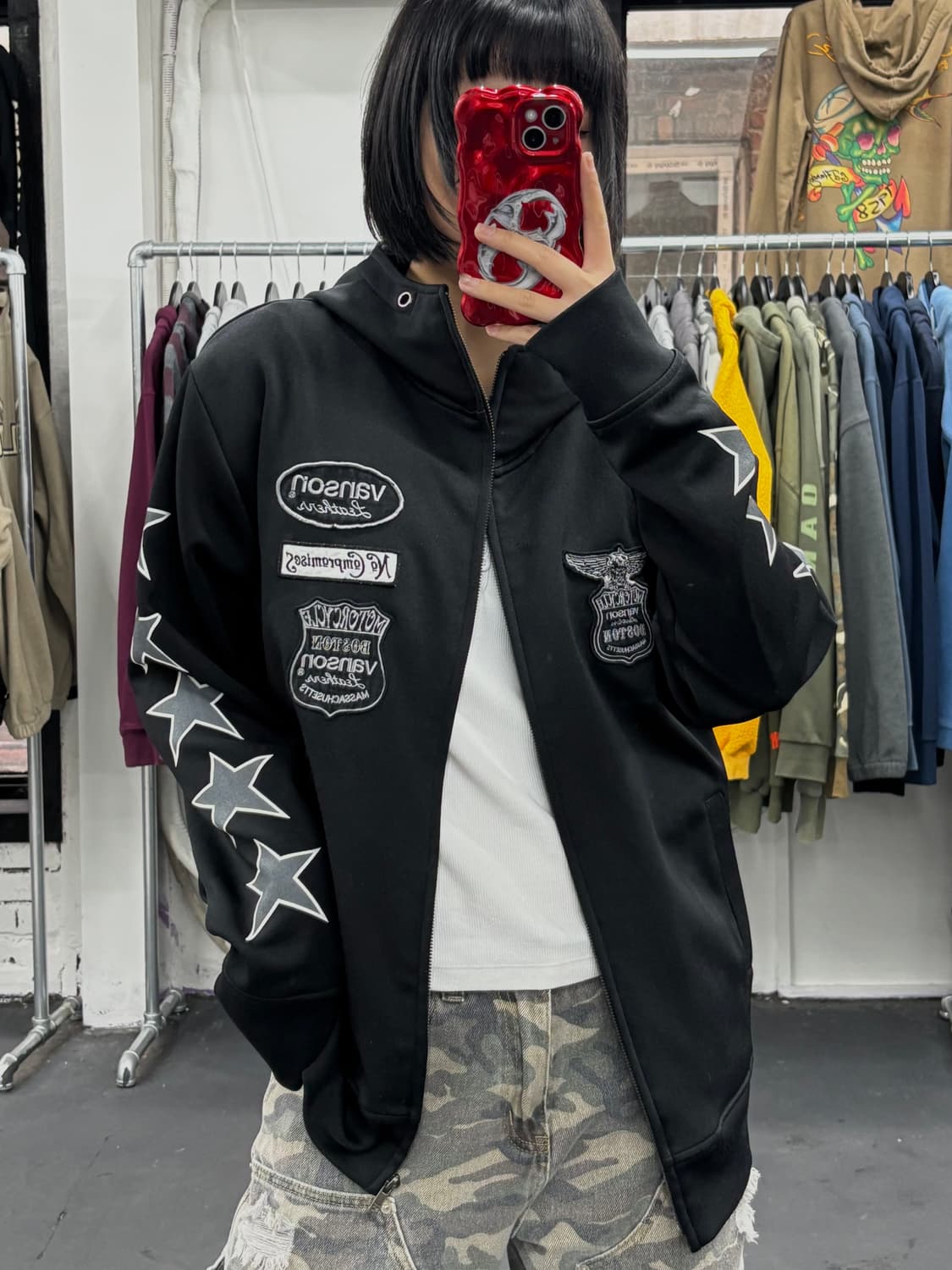 밴슨 레더 사이드 스타 후드집업 상품이미지3