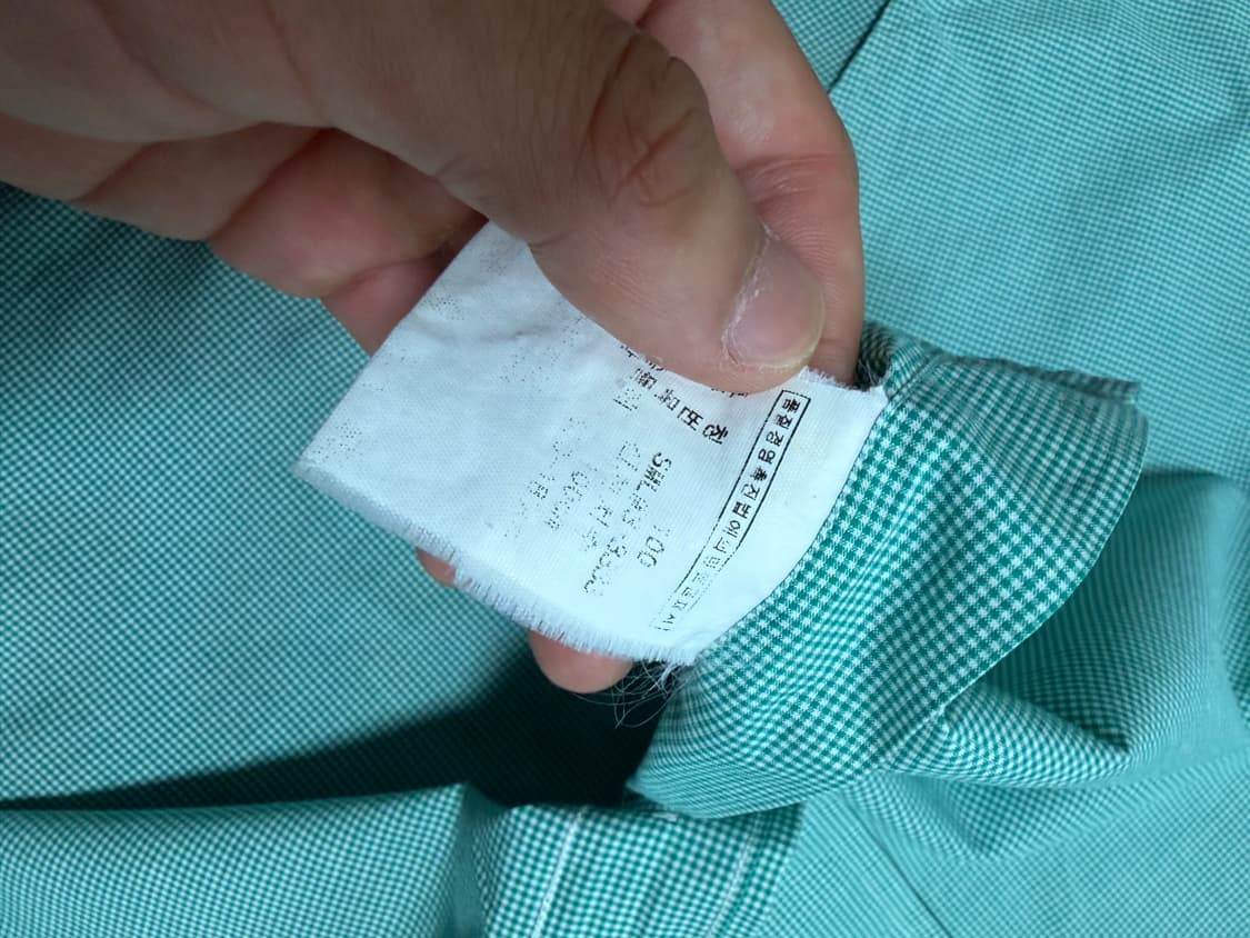 XL) 두산 폴로 랄프로렌 블레이크 피마코튼 깅엄 체크 반팔 셔츠 그린 상품이미지5