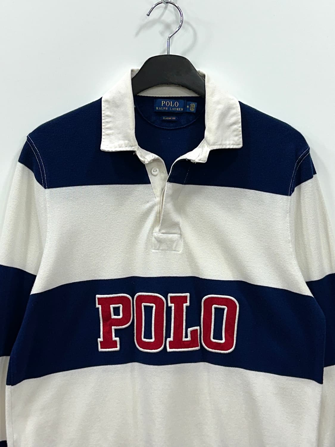 폴로 랄프로렌 스펠아웃 스트라이프 럭비 카라 티셔츠 M 상품이미지3
