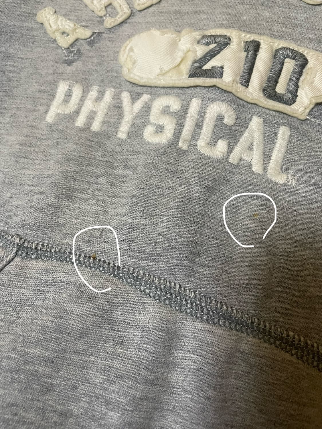 y2k 대장 아베크롬비 기모 데미지 후드 후드티 그레이 남성 S 머슬핏 상품이미지7