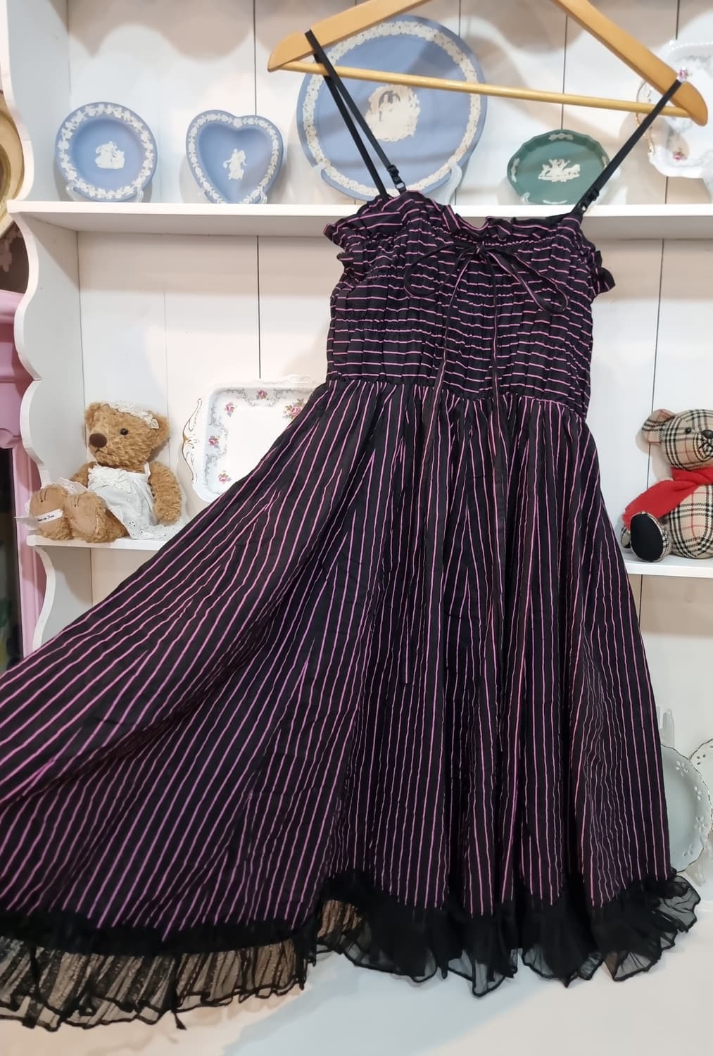 핑크 스트라이프  스트링 원피스 상품이미지3