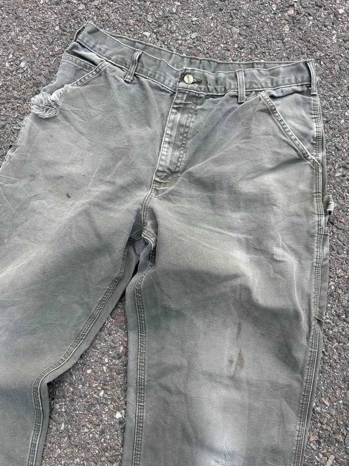 칼하트 B11 모스그린 싱글니 덕캔버스 워크팬츠 34in 상품이미지3