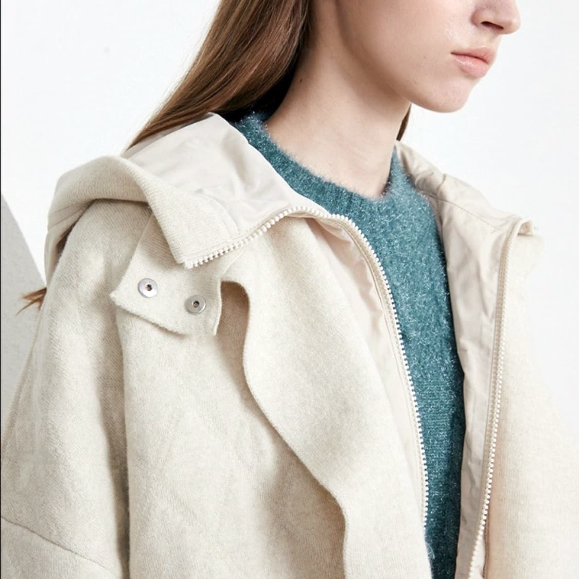 타임(TIME) 패딩 레이어 캐시미어 블렌드 니트점퍼 프리사이즈 상품이미지2