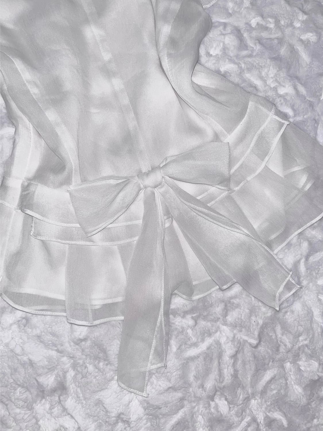 빈티지 화이트 큐빅 반팔 블라우스 상품이미지6