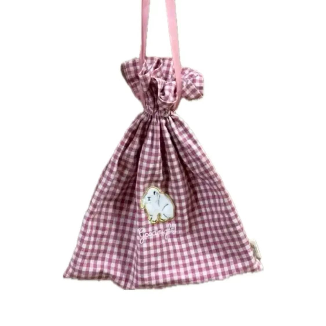 [빈티지] 모리걸 체크 토끼 복조리 파우치 상품이미지1