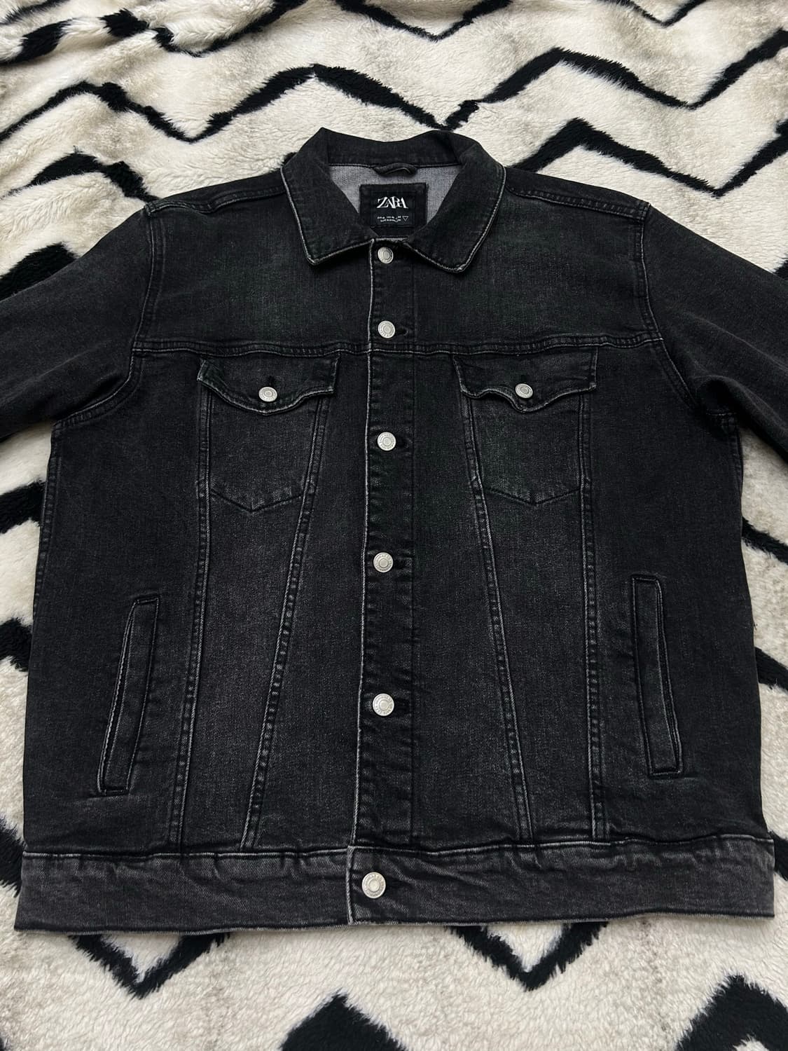 [XL]ZARA 투포켓 워싱 데님자켓/흑청 상품이미지2