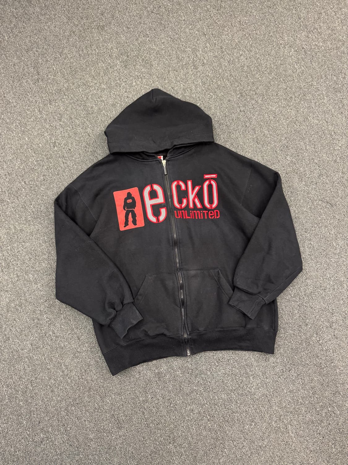 XL)ECKO 빈티지 자수 프린팅 후드 집업 상품이미지2