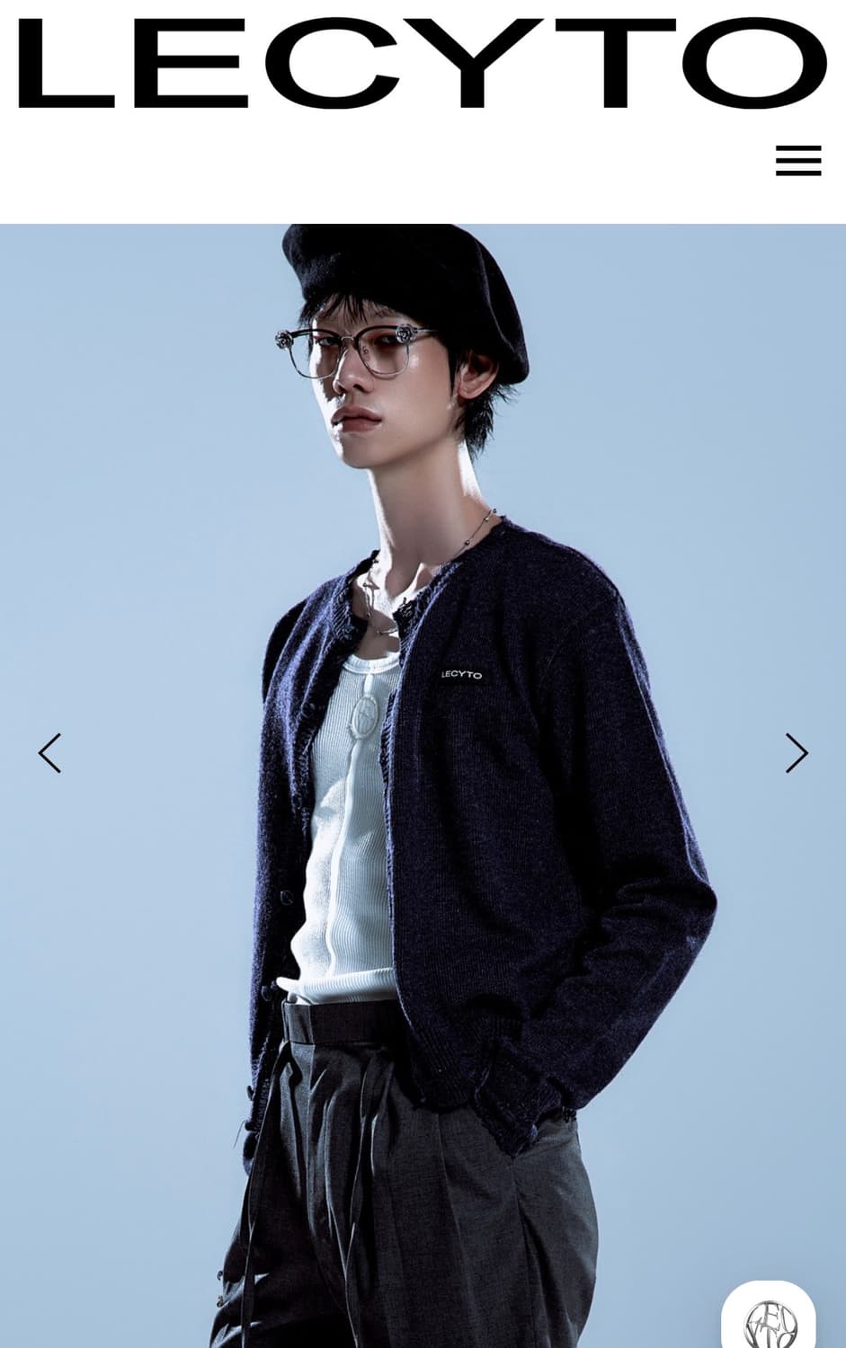 Lecyto Destroyed Wool Knit Cardigan Navy 상품이미지2