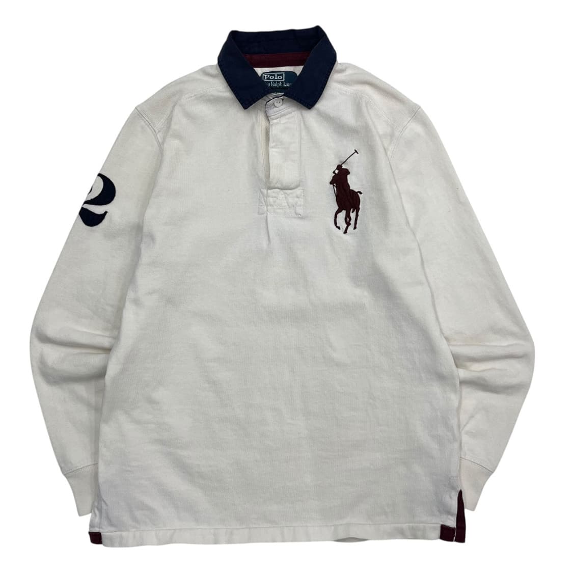 폴로 랄프로렌 버건디 빅포니 화이트 카라티 S 상품이미지2