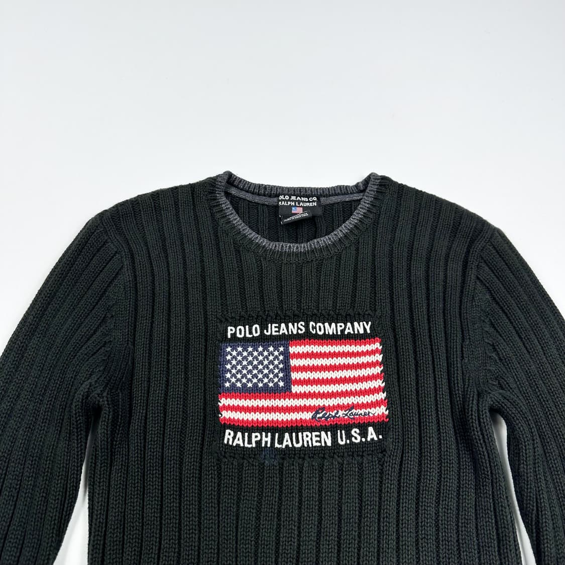 폴로 진스 여성 성조기 슬림핏 케이블 니트 다크 그린 S 상품이미지2