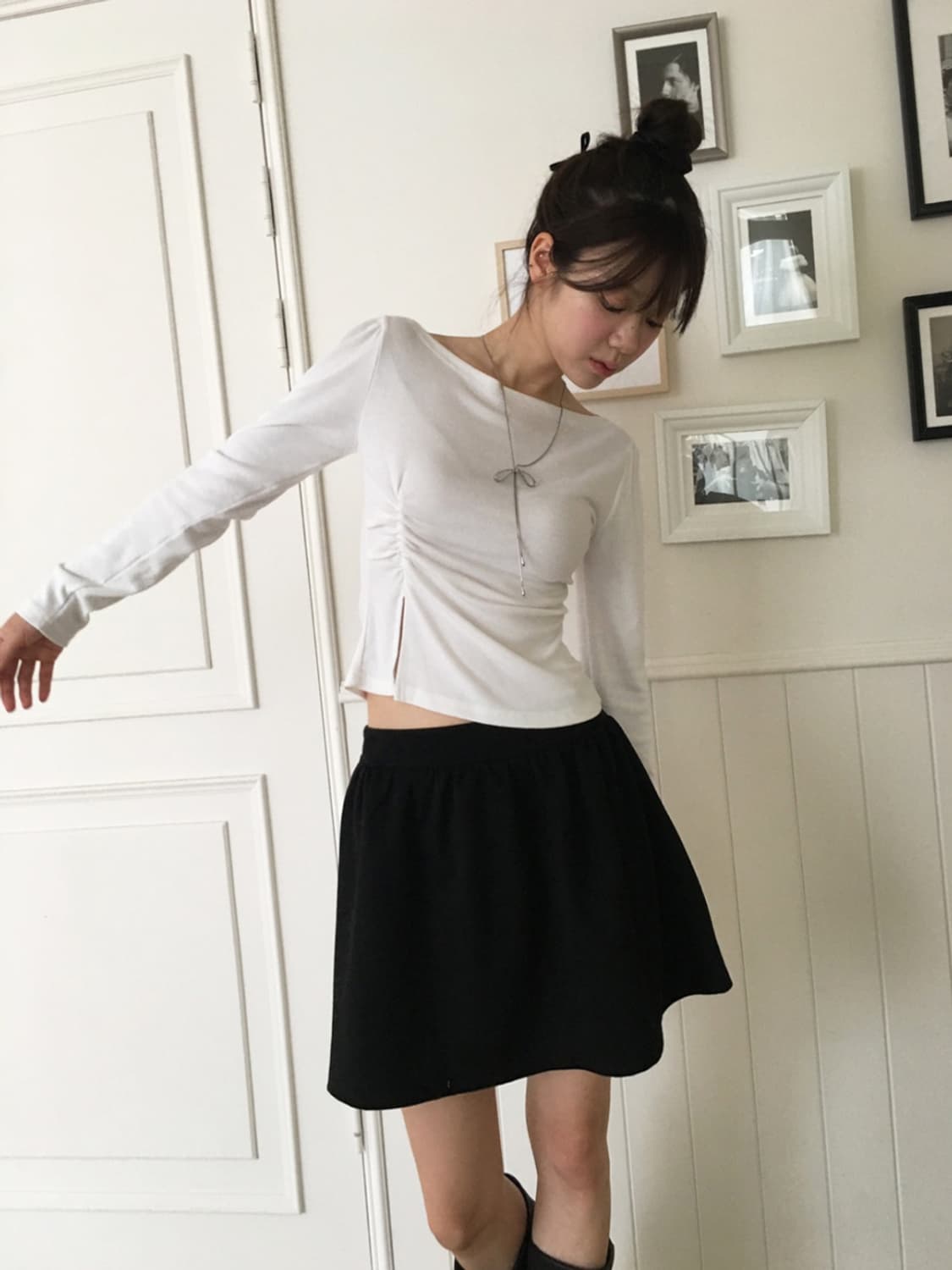 노비야카 셔링 보트넥 티셔츠  상품이미지2