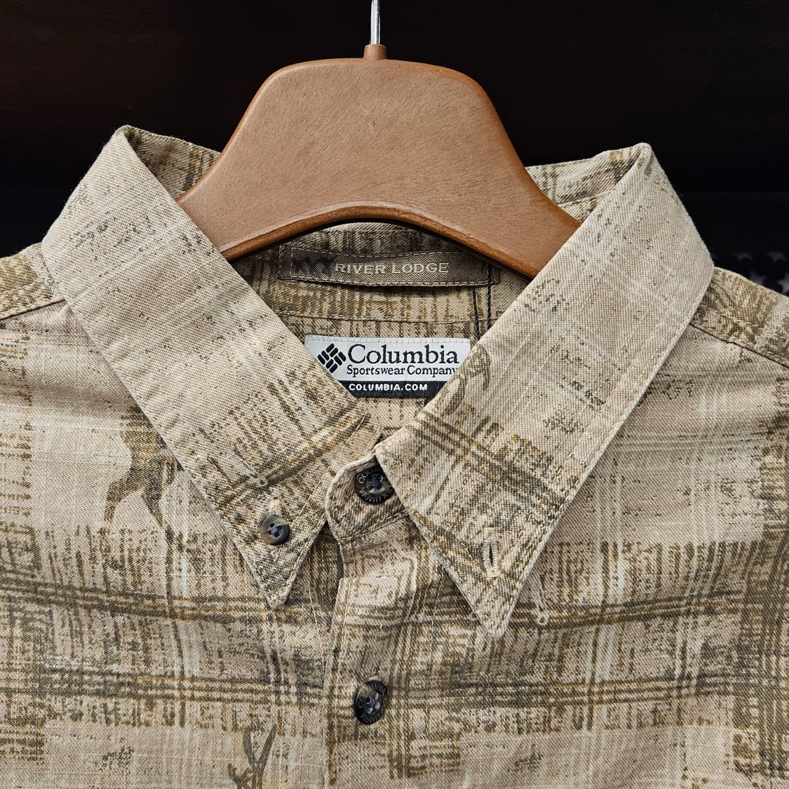 90s 콜롬비아 애니멀 실루엣 아웃도어 헌팅 리버 로지 셔츠 N1128 상품이미지6