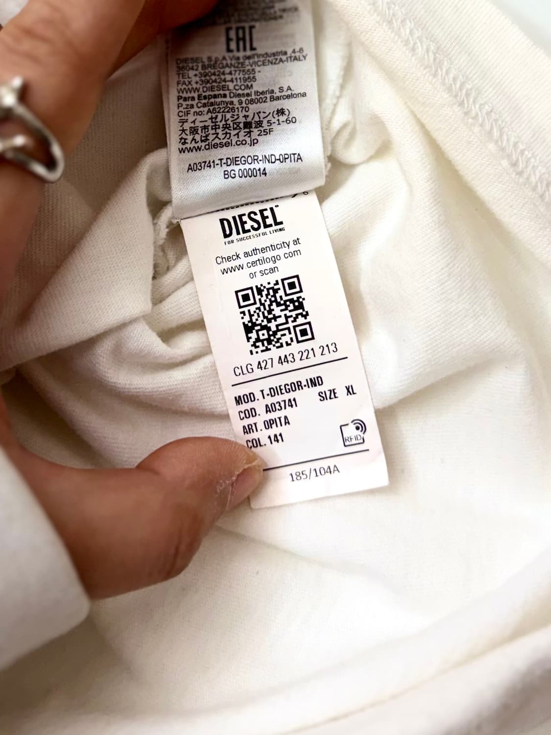 Diesel 디젤 T-디에고어-IND 화이트 티셔츠 상품이미지6