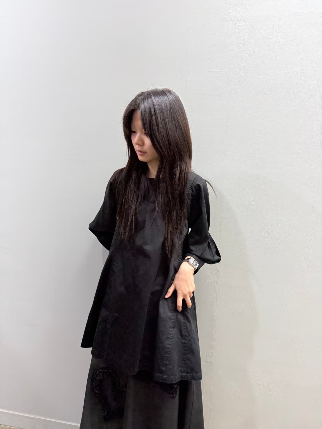 꼼데가르송 올 블랙 코튼 블라우스 상품이미지3